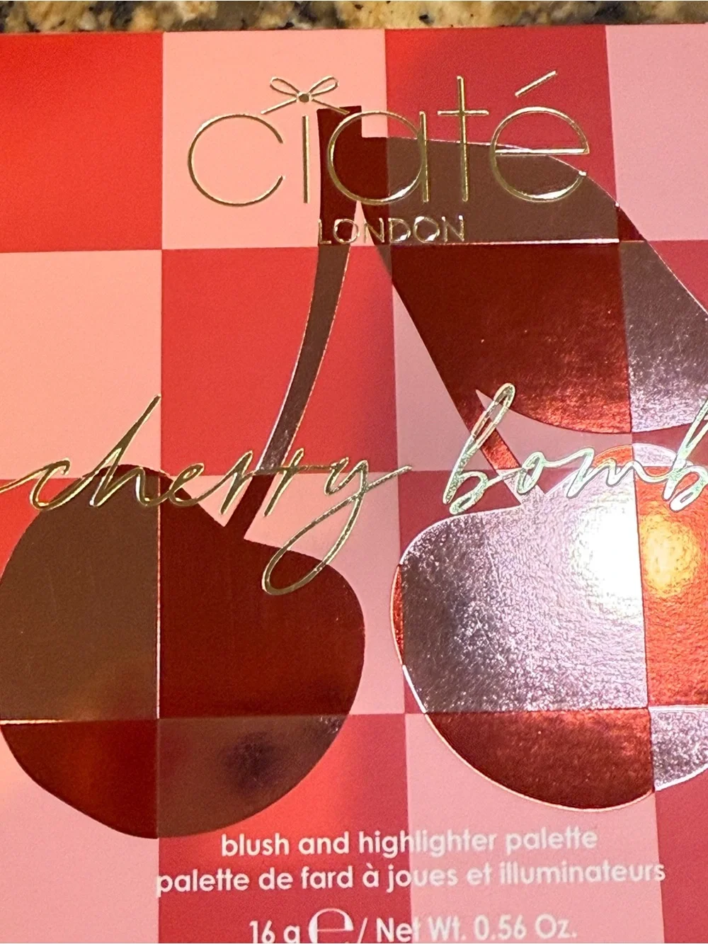 Ciaté London Cherry Bomb Blush Highlighter Palette Medium Dark Vegan Compact NIB
